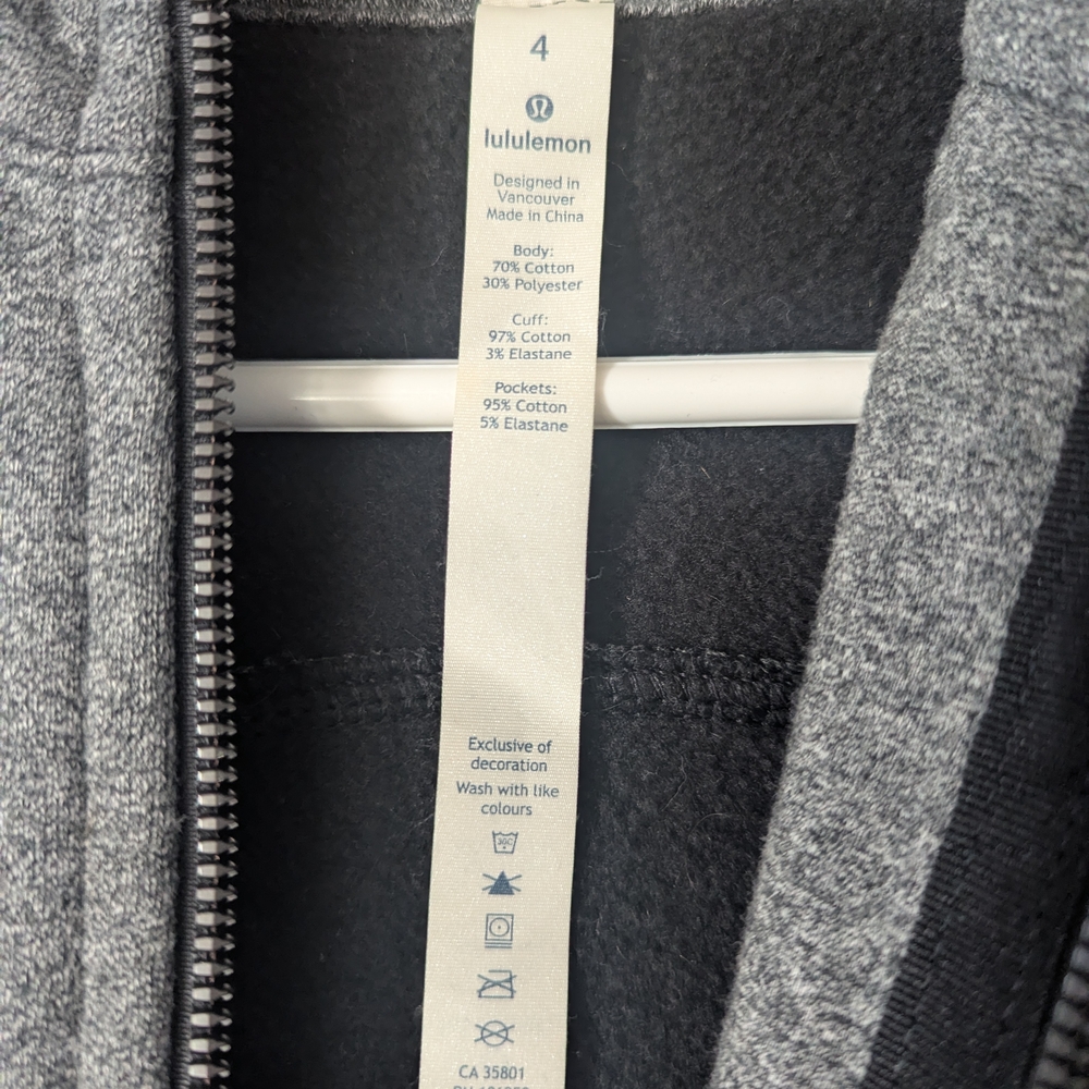 lululemon Scuba Charcoal Zip-Up Hoodie US Size 4 - Picture 8 of 12